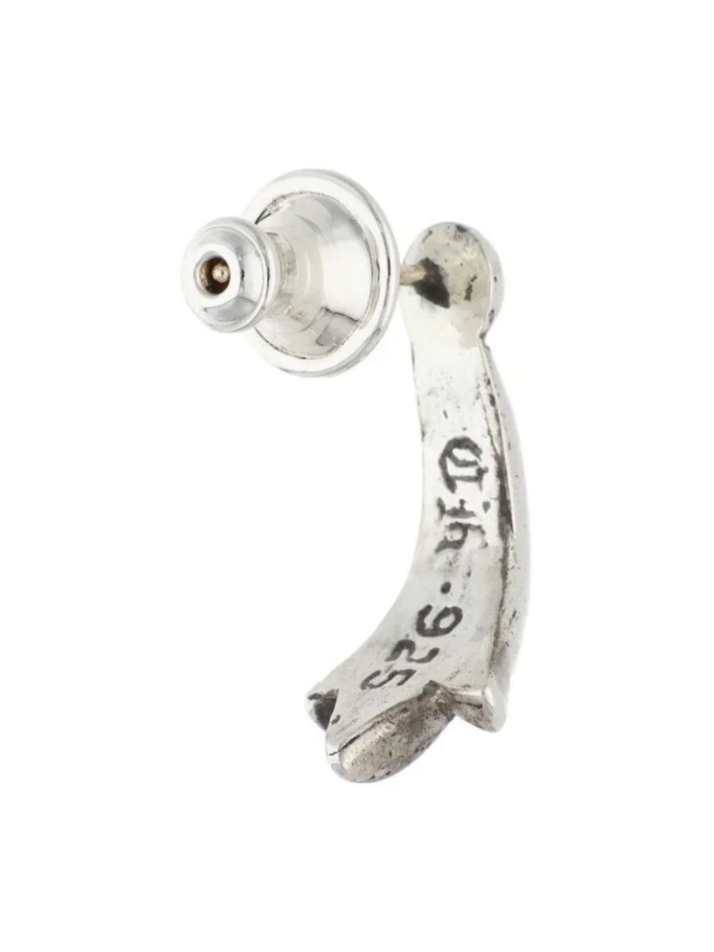 Chrome Hearts Stud Crsstal Cross Tail Silver Earrings